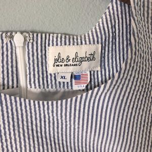 Jolie & Elizabeth scallop edge blue seersucker dress with pockets size XL